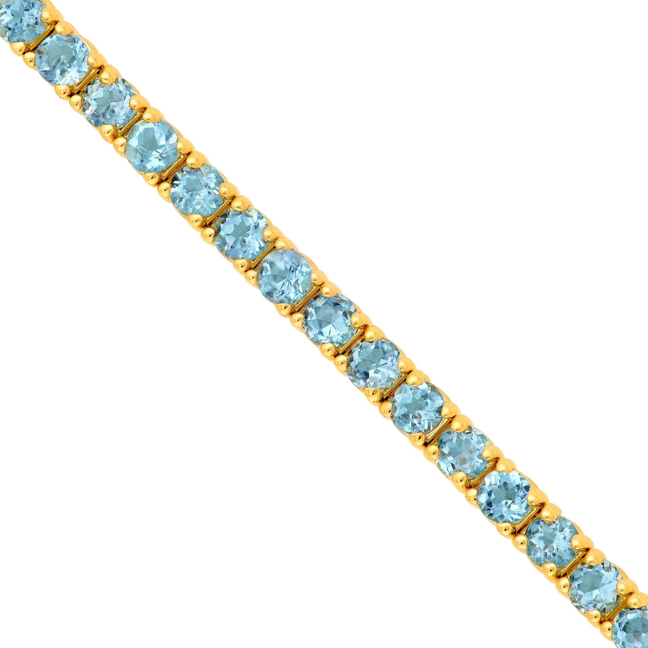 14K Yellow Gold 1-1/8ct Aquamarine Half Paper Clip Half Tennis Bracelet Birmingham Jewelry Bracelet Birmingham Jewelry 