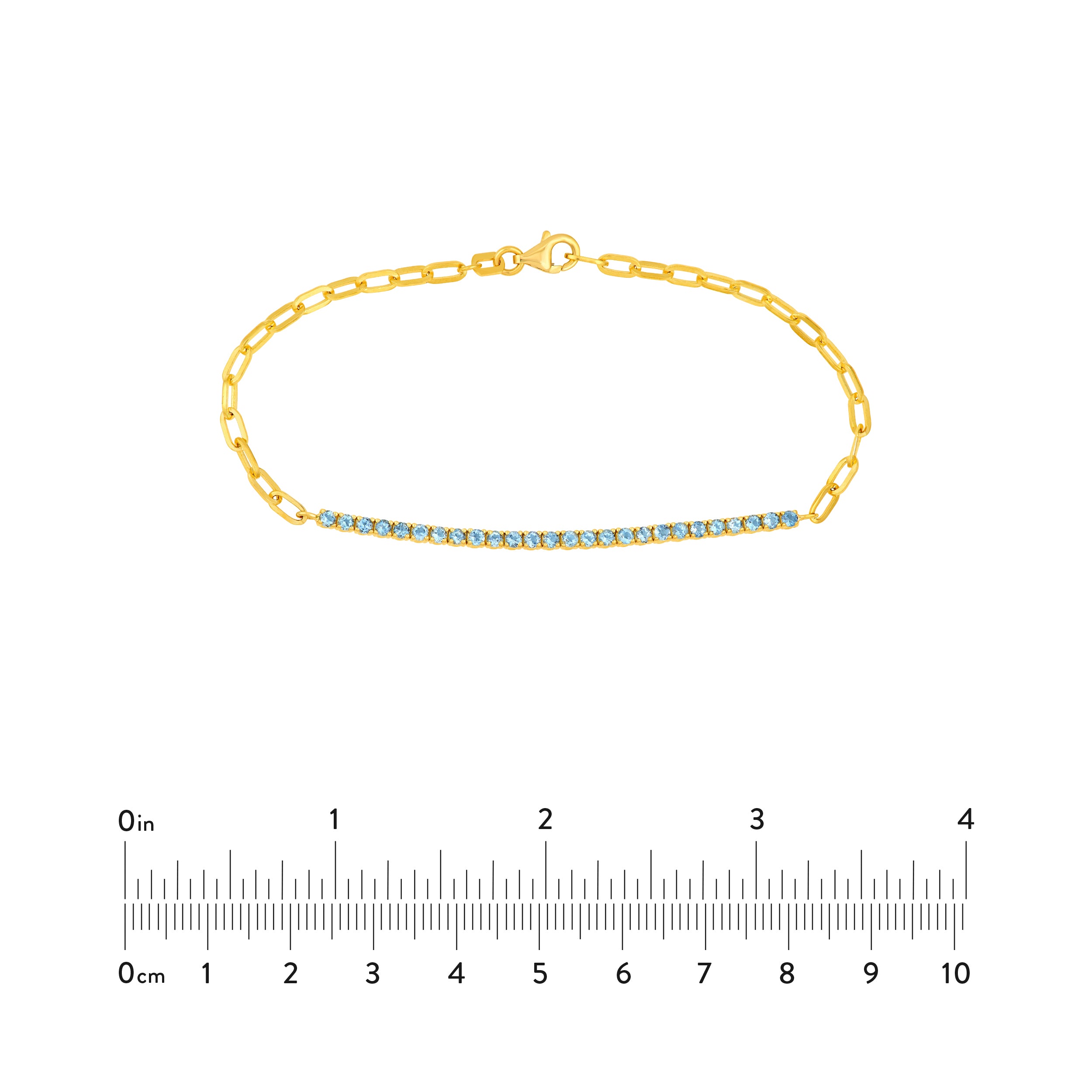 14K Yellow Gold 1-1/8ct Aquamarine Half Paper Clip Half Tennis Bracelet Birmingham Jewelry Bracelet Birmingham Jewelry 