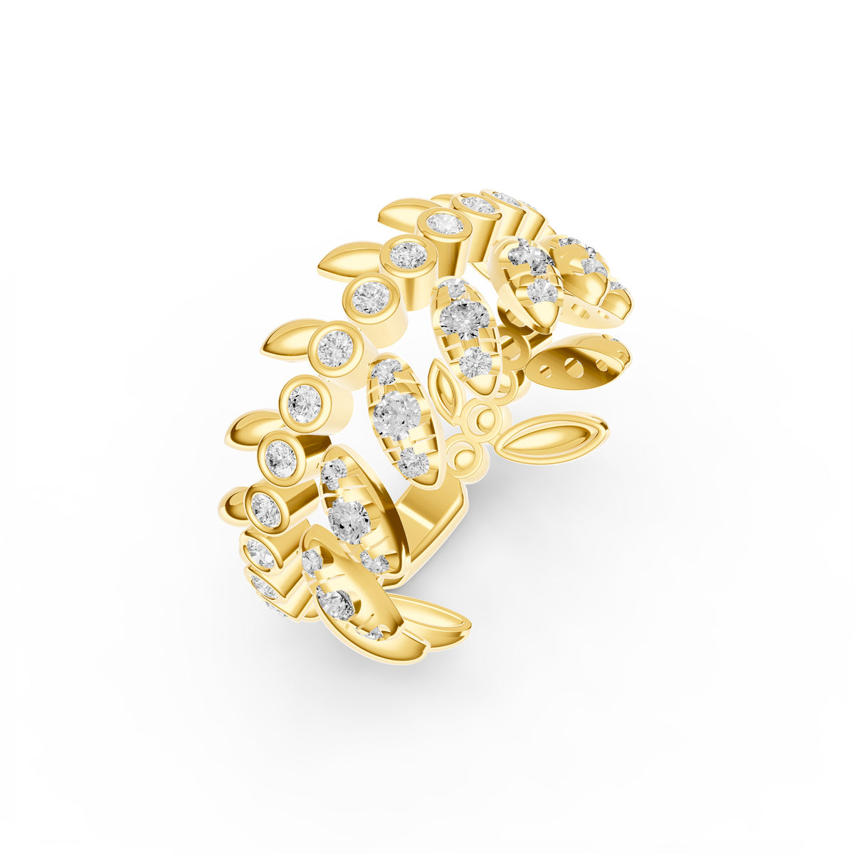 14K Yellow Gold 5/8tcw Diamond Floral Ring Birmingham Jewelry Band Birmingham Jewelry 