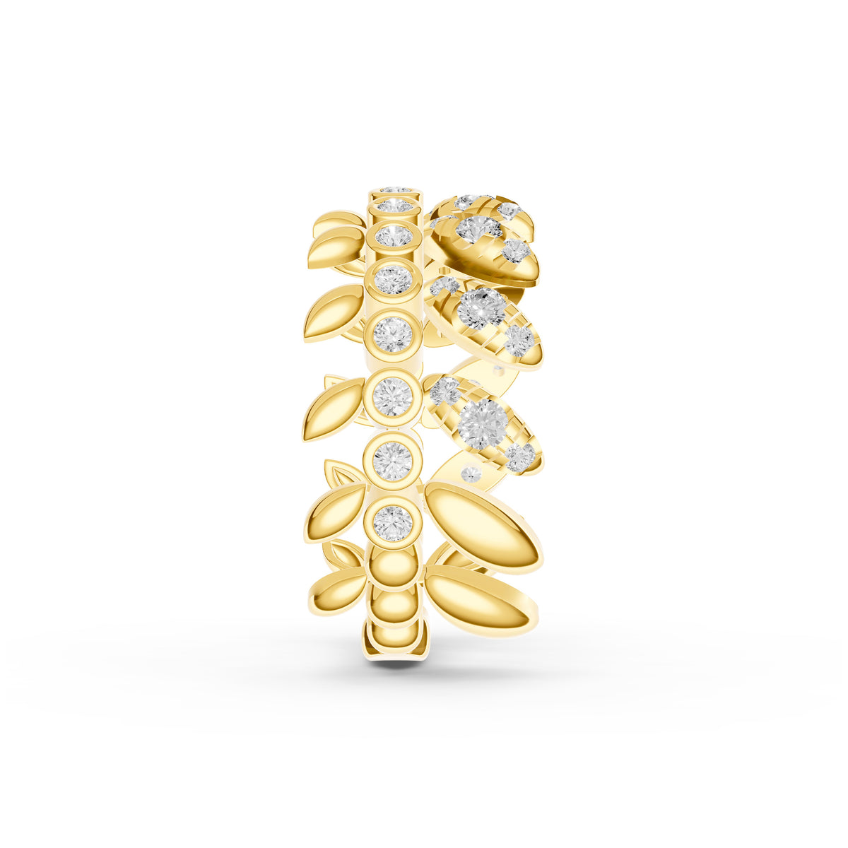 14K Yellow Gold 5/8tcw Diamond Floral Ring Birmingham Jewelry Band Birmingham Jewelry 