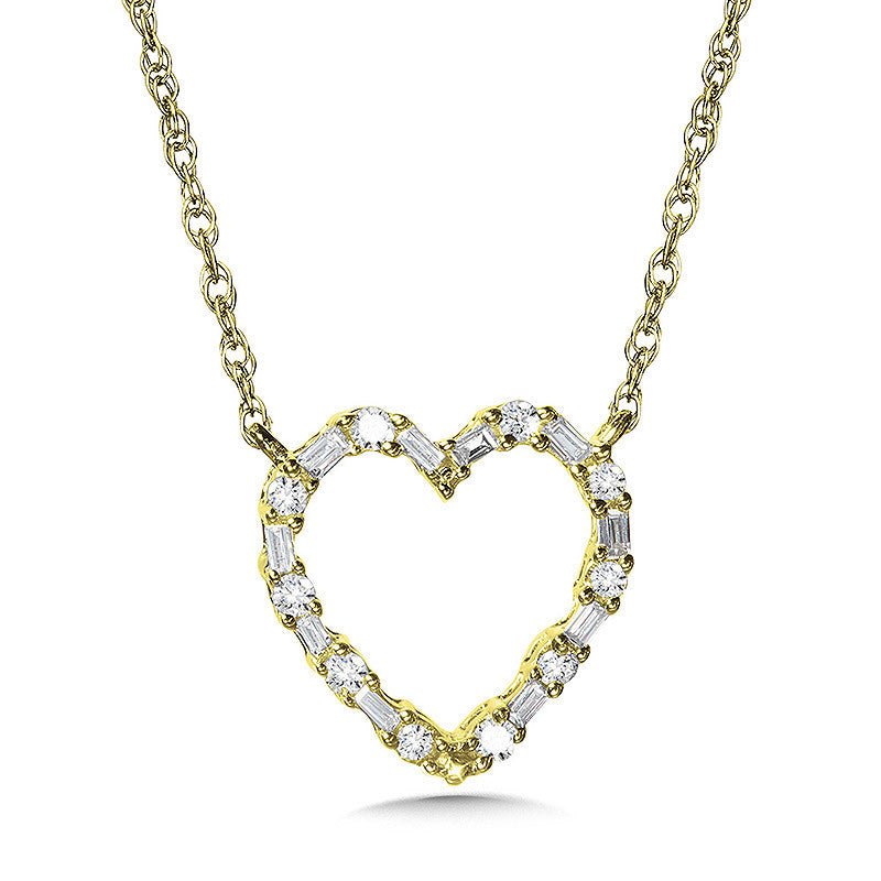 Birmingham Jewelry - 10K BAGUETTE DIAMOND HEART PENDANT - Birmingham Jewelry