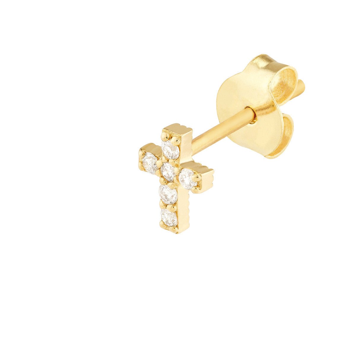 Birmingham Jewelry - 14K Gold 0.10tcw Diamond Cross Stud Earrings - Birmingham Jewelry