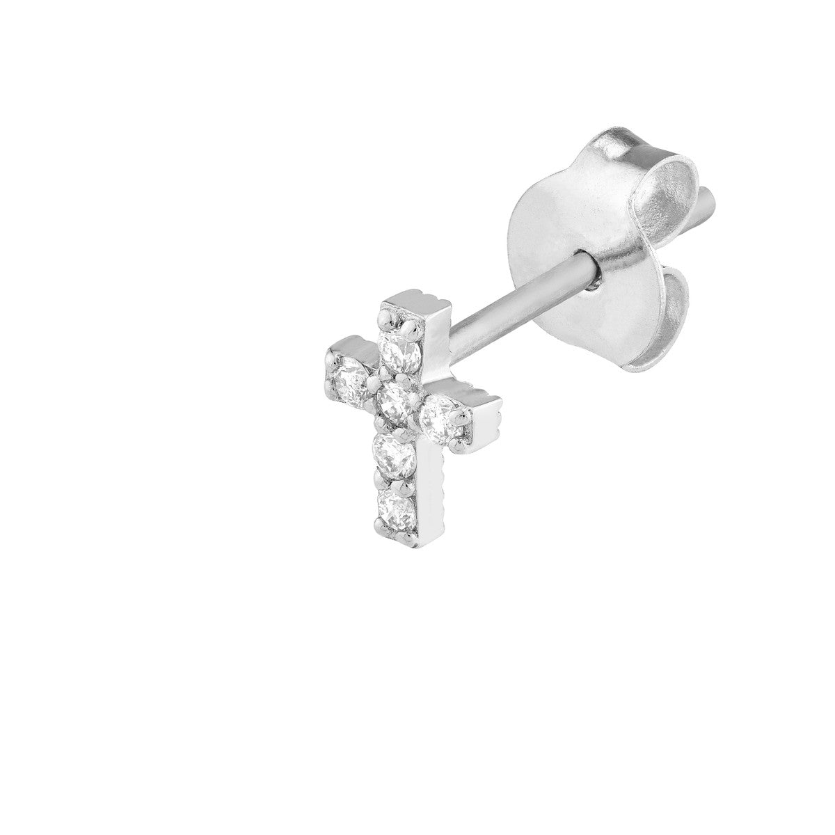 Birmingham Jewelry - 14K Gold 0.10tcw Diamond Cross Stud Earrings - Birmingham Jewelry