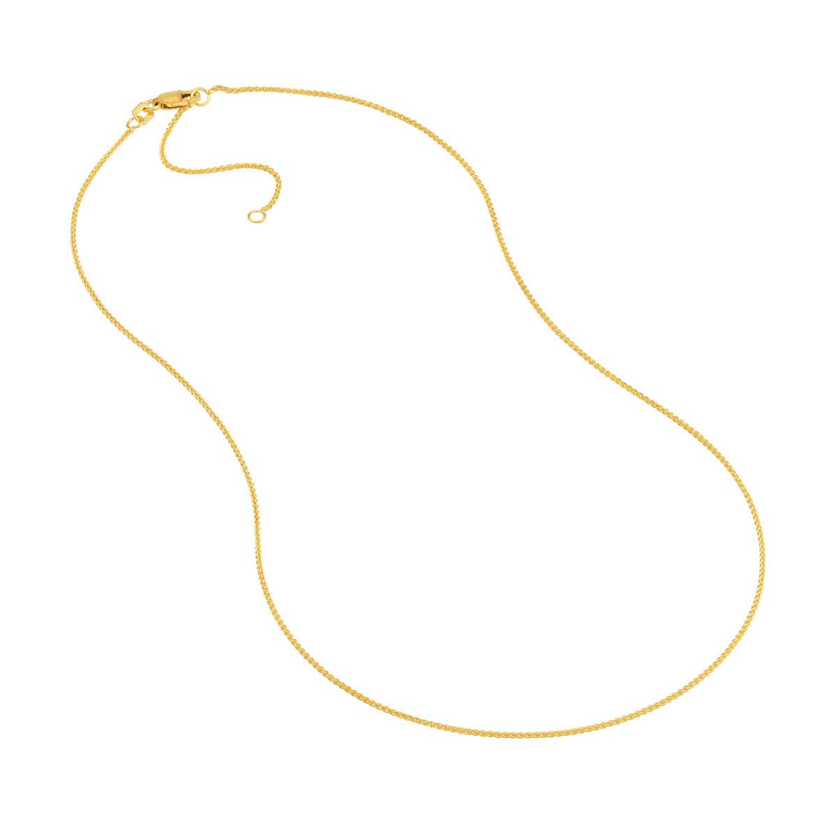 Birmingham Jewelry - 14K Gold 1.05mm Adjustable Wheat Chain with Lobster Lock - Birmingham Jewelry