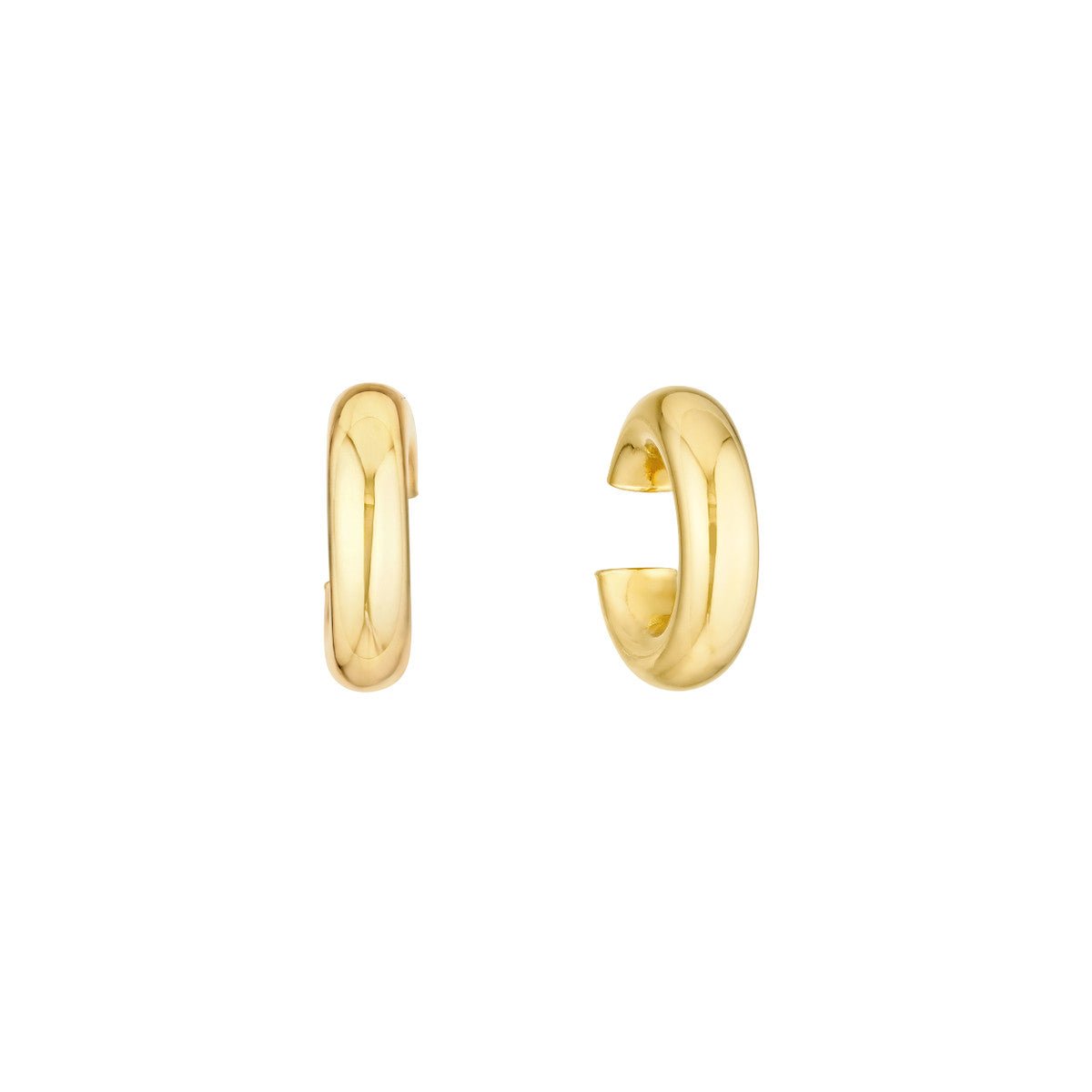 Birmingham Jewelry - 14K Gold 15.00mm Thick Tubular Cuff Earrings - Birmingham Jewelry