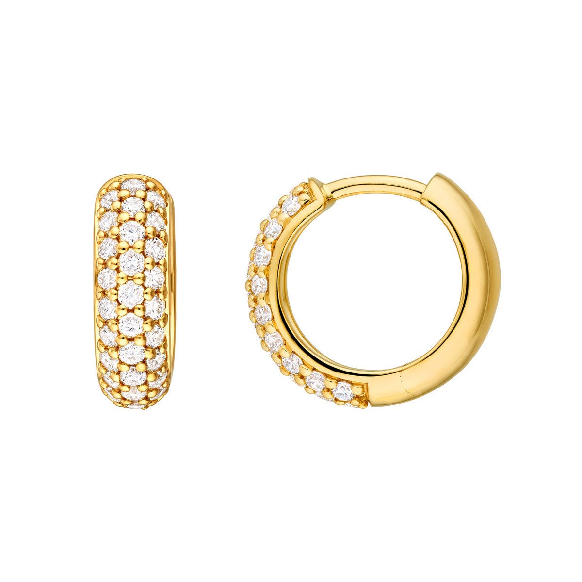 14K Gold 3 Row Diamond Pave Huggies (1/2tcw) Birmingham Jewelry Earrings Birmingham Jewelry 