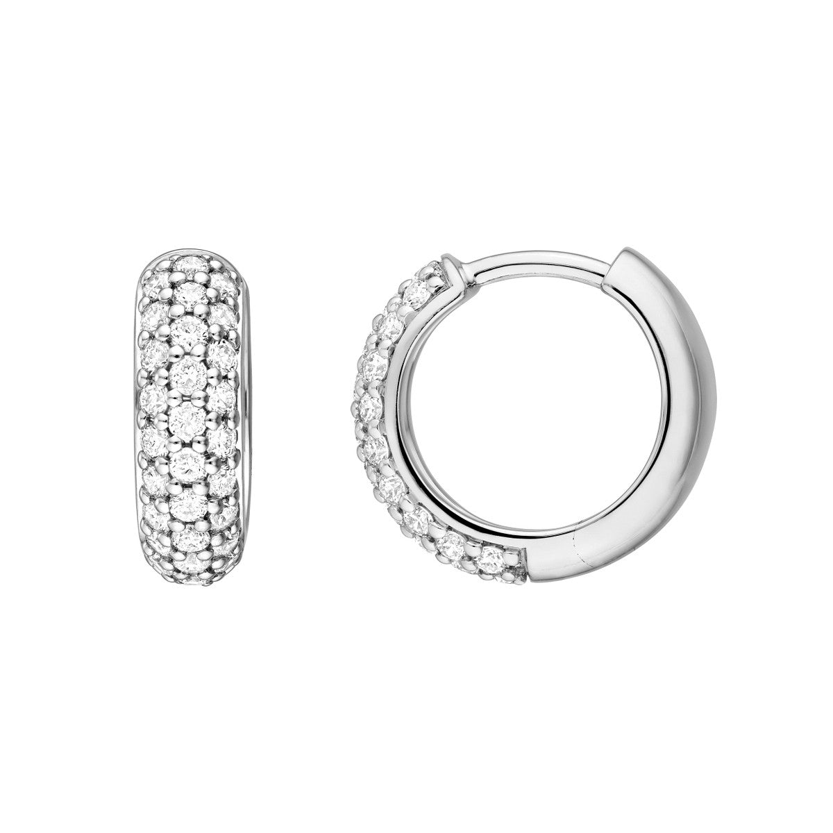 14K Gold 3 Row Diamond Pave Huggies (1/2tcw) Birmingham Jewelry Earrings Birmingham Jewelry 