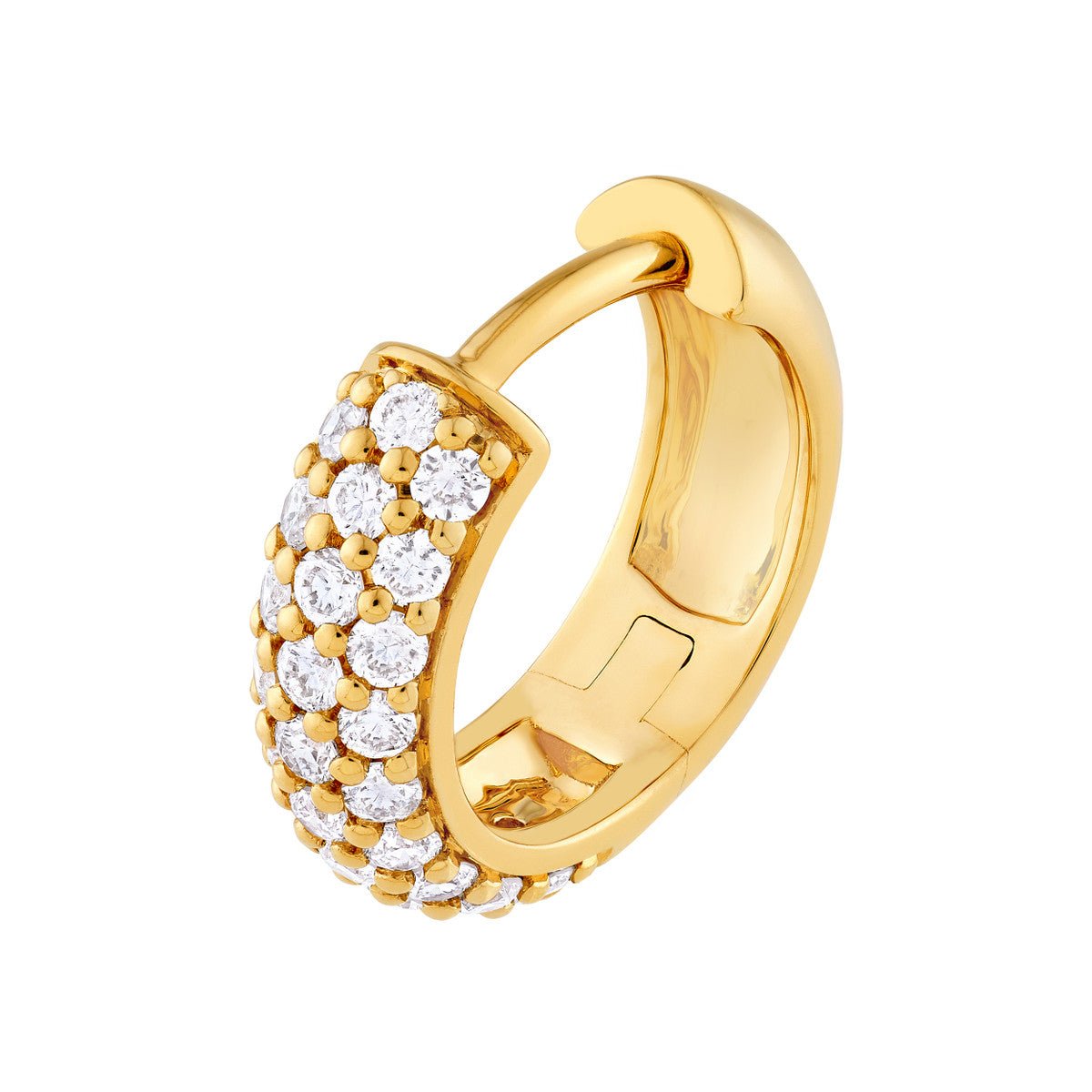 14K Gold 3 Row Diamond Pave Huggies (1/2tcw) Birmingham Jewelry Earrings Birmingham Jewelry 