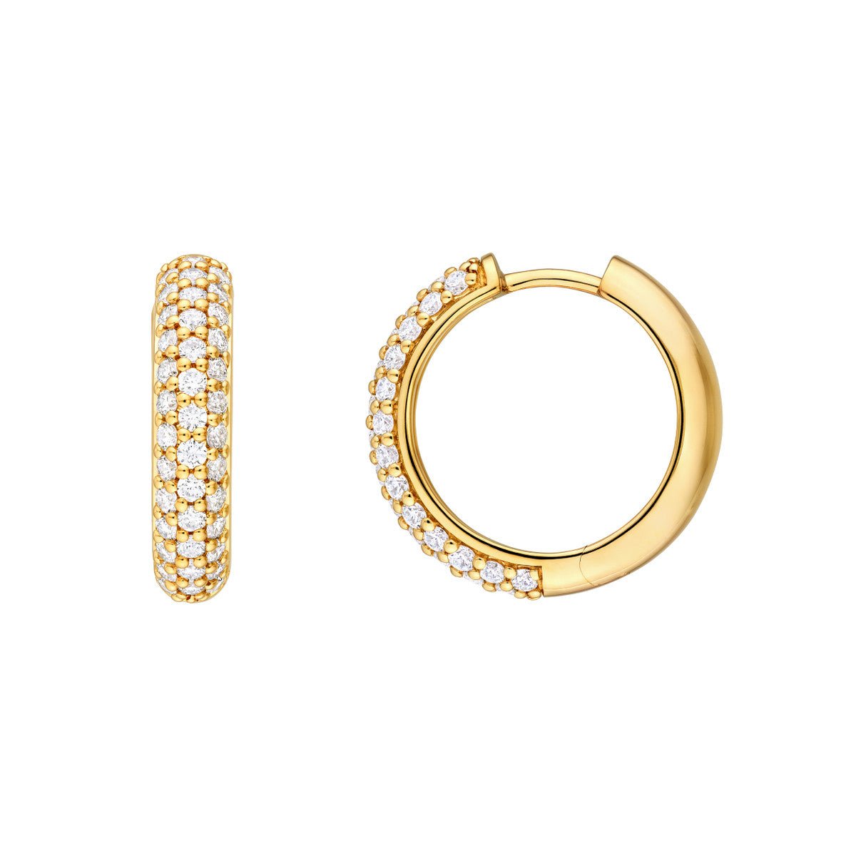 14K Gold 3 Row Diamond Pave Huggies (3/4tcw) Birmingham Jewelry Earrings Birmingham Jewelry 