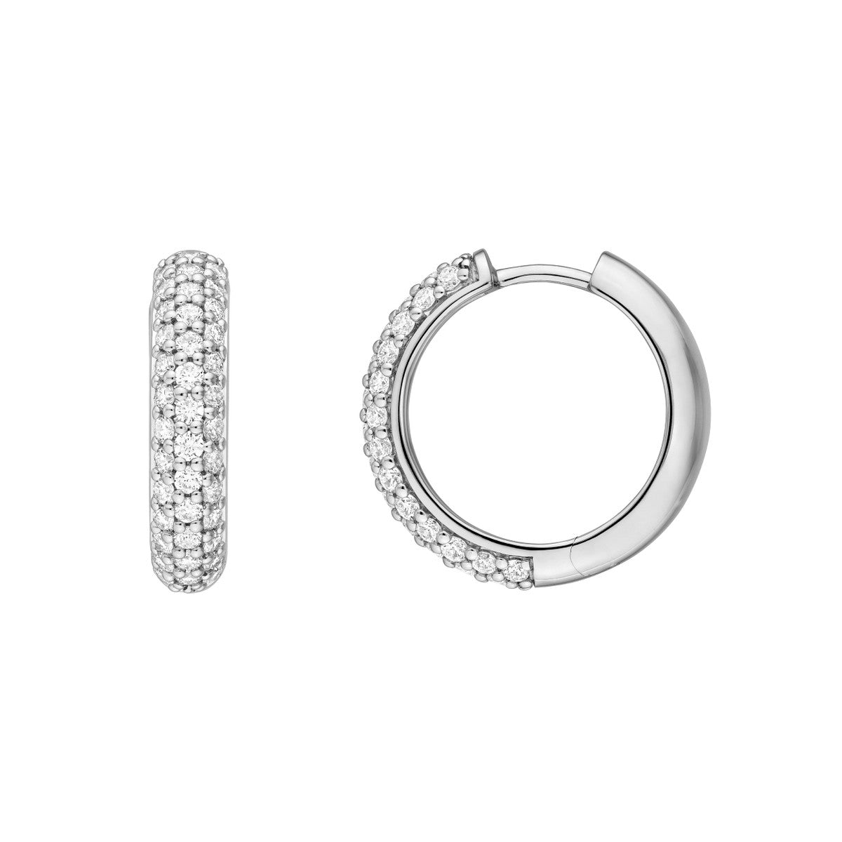 14K Gold 3 Row Diamond Pave Huggies (3/4tcw) Birmingham Jewelry Earrings Birmingham Jewelry 