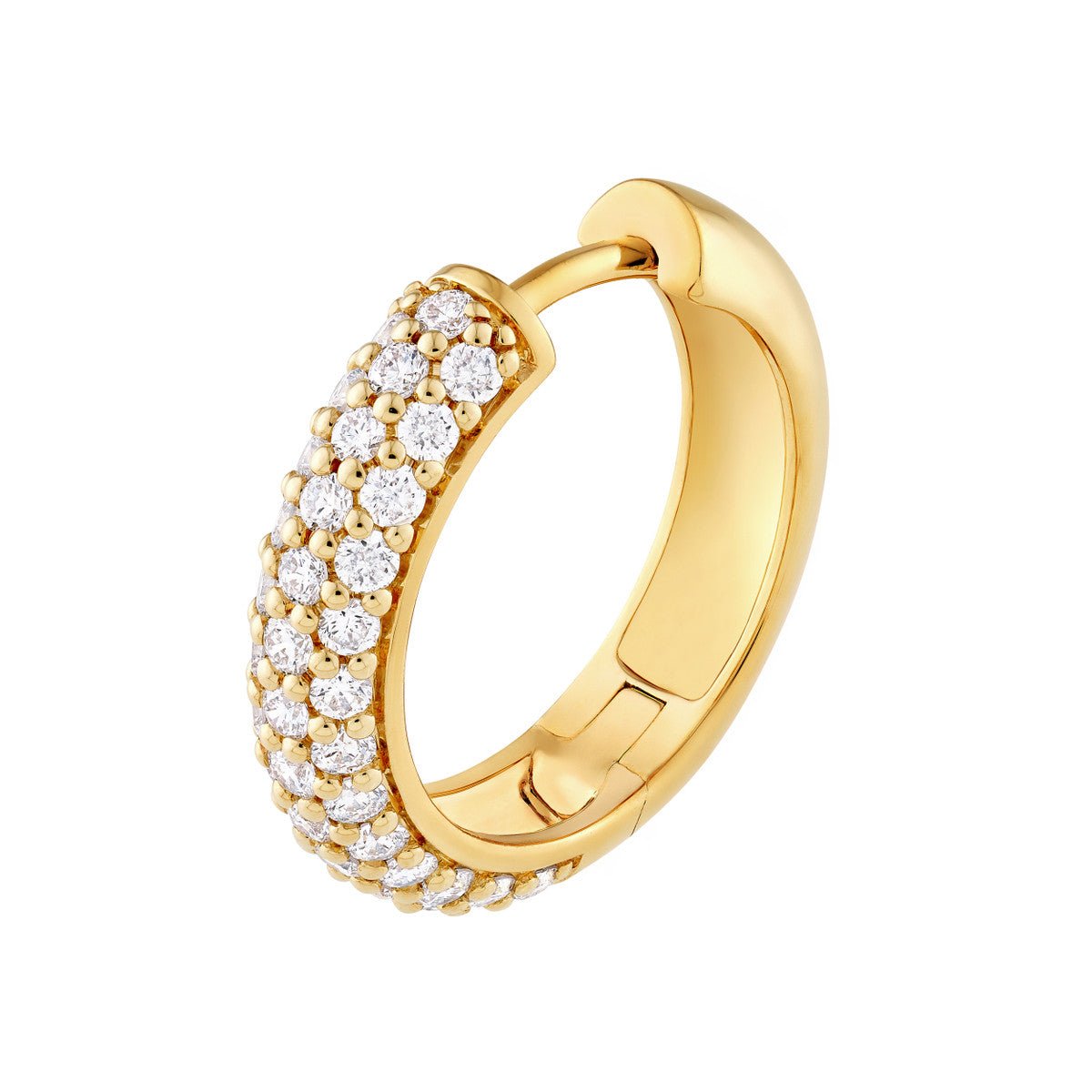 14K Gold 3 Row Diamond Pave Huggies (3/4tcw) Birmingham Jewelry Earrings Birmingham Jewelry 