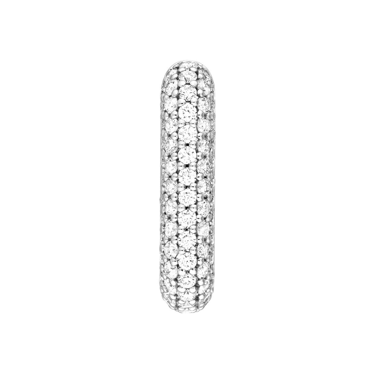 14K Gold 3 Row Pave Diamond Paper Clip Huggies (1tcw) Birmingham Jewelry Earrings Birmingham Jewelry 