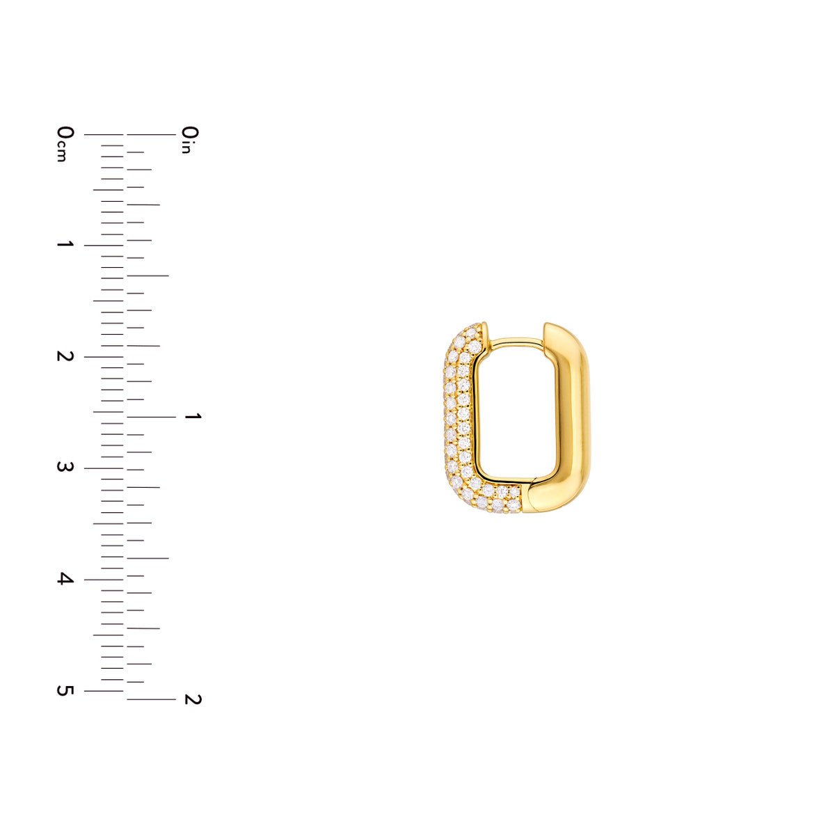 14K Gold 3 Row Pave Diamond Paper Clip Huggies (1tcw) Birmingham Jewelry Earrings Birmingham Jewelry 