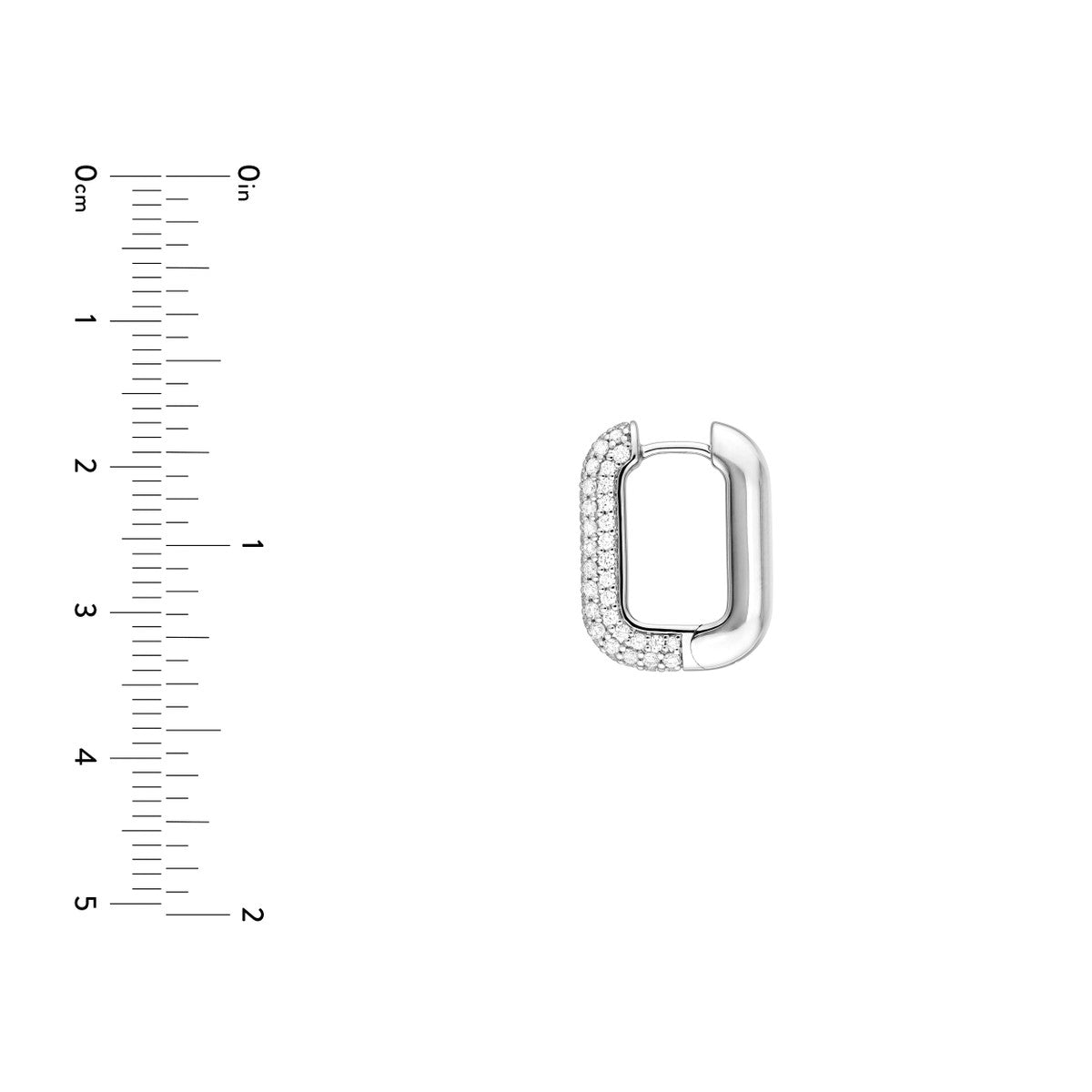 14K Gold 3 Row Pave Diamond Paper Clip Huggies (1tcw) Birmingham Jewelry Earrings Birmingham Jewelry 