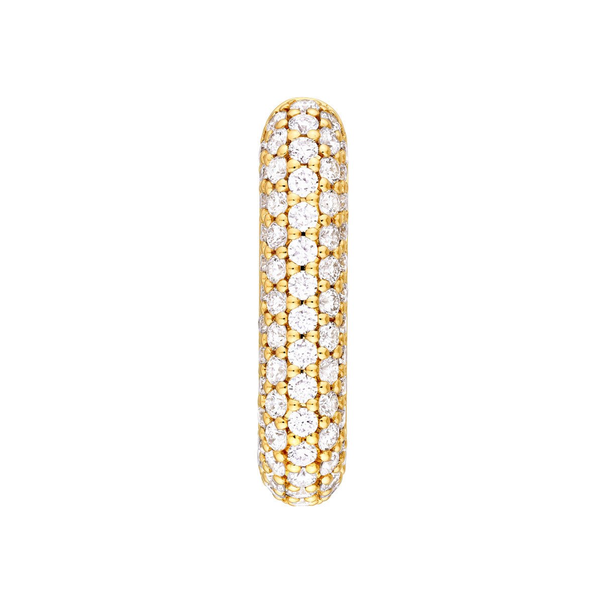 14K Gold 3 Row Pave Diamond Paper Clip Huggies (1tcw) Birmingham Jewelry Earrings Birmingham Jewelry 
