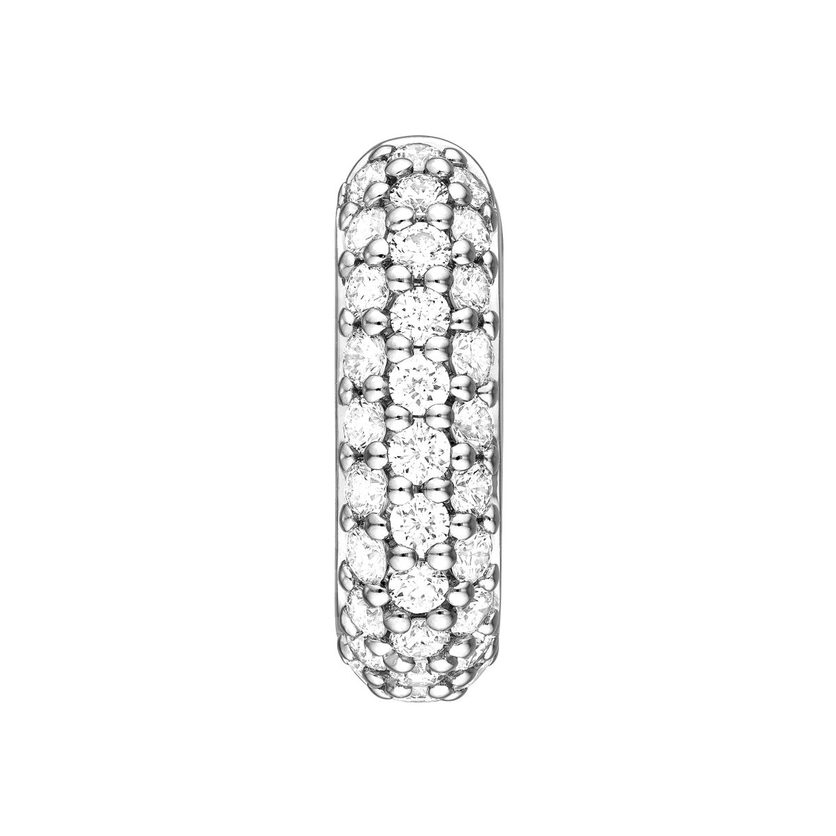 14K Gold 3 Row Pave Diamond Paper Clip Huggies (5/8tcw) Birmingham Jewelry Earrings Birmingham Jewelry 