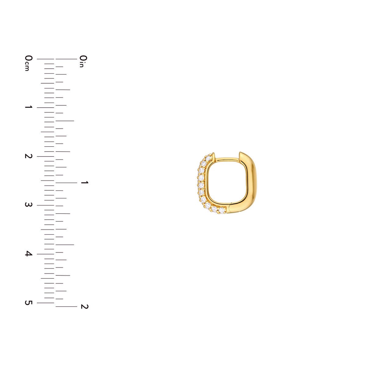 14K Gold 3 Row Pave Diamond Paper Clip Huggies (5/8tcw) Birmingham Jewelry Earrings Birmingham Jewelry 