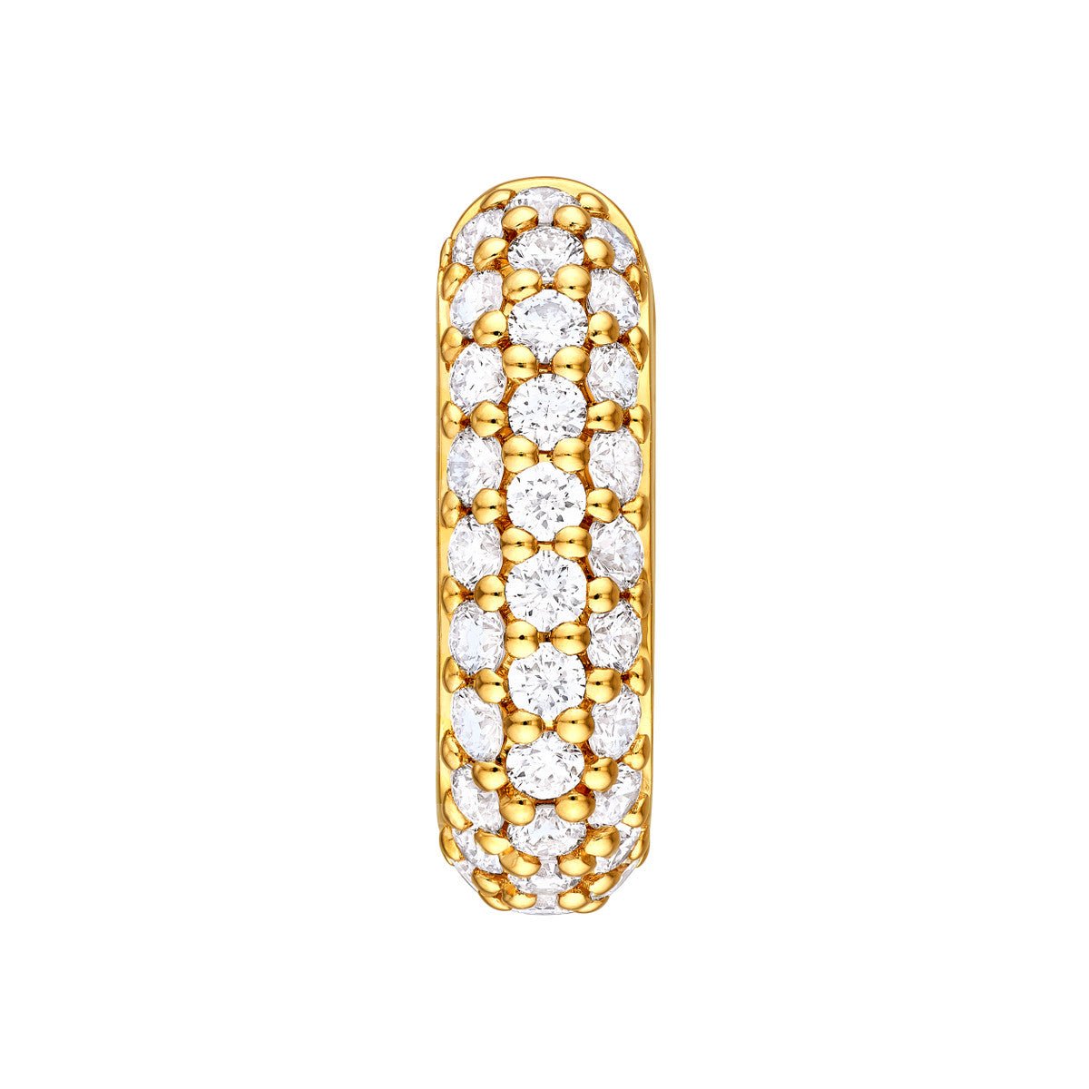 14K Gold 3 Row Pave Diamond Paper Clip Huggies (5/8tcw) Birmingham Jewelry Earrings Birmingham Jewelry 