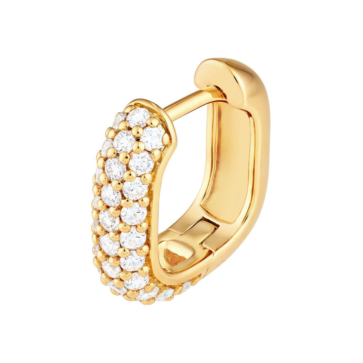 14K Gold 3 Row Pave Diamond Paper Clip Huggies (5/8tcw) Birmingham Jewelry Earrings Birmingham Jewelry 