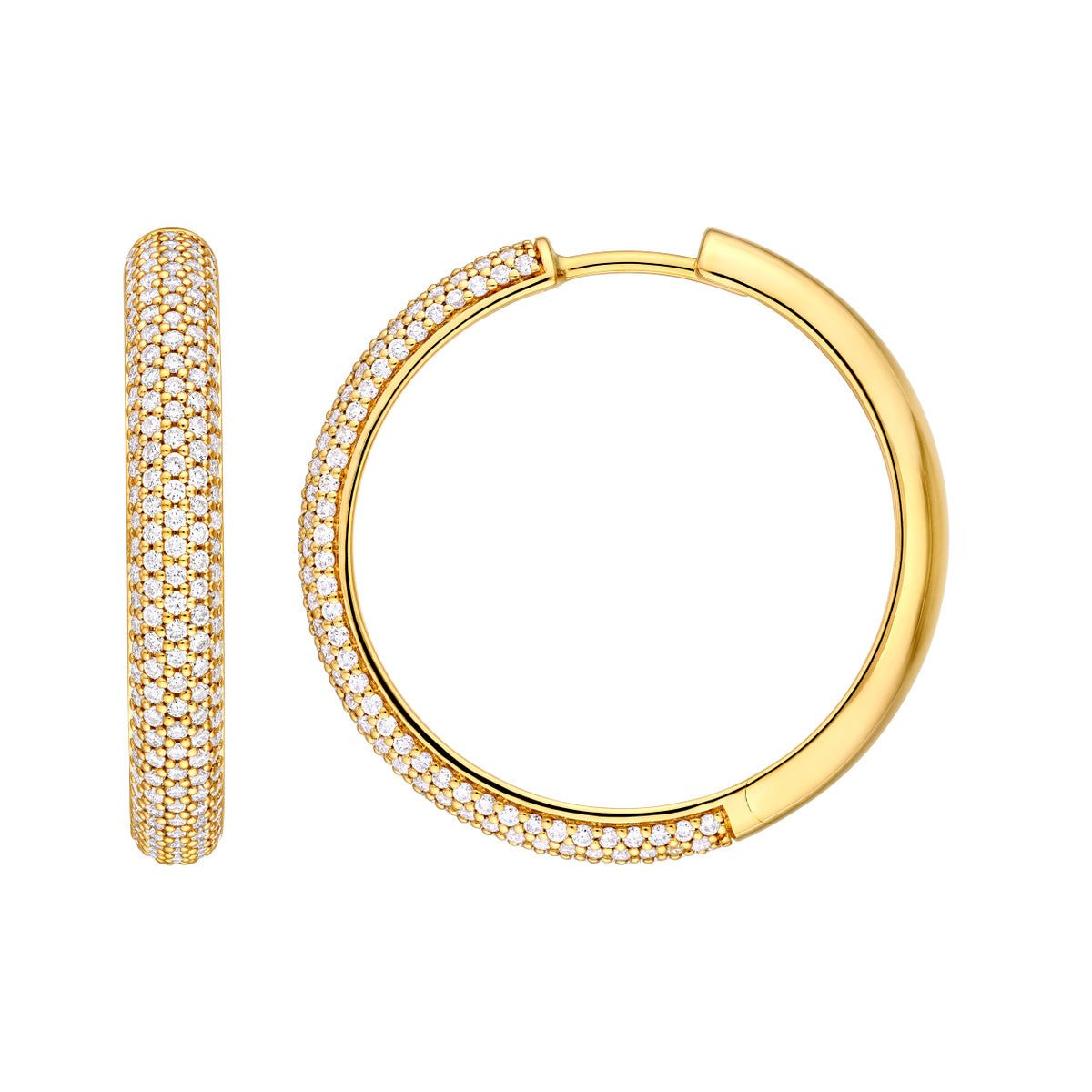 Birmingham Jewelry - 14K Gold 5 Row Diamond Pave Hoop Earrings (1tcw) - Birmingham Jewelry