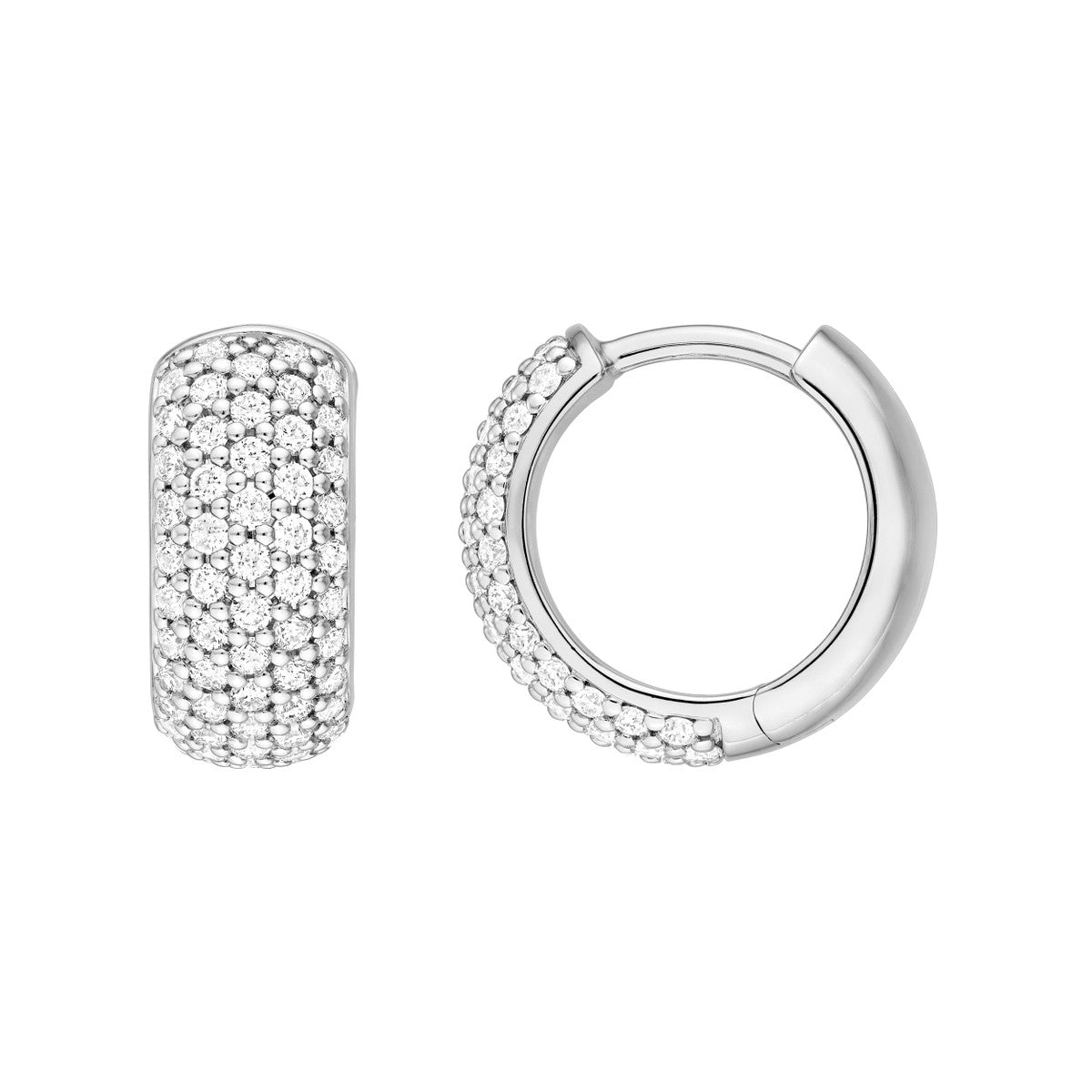 14K Gold 5 Row Diamond Pave Huggies (1/2tcw) Birmingham Jewelry Earrings Birmingham Jewelry 