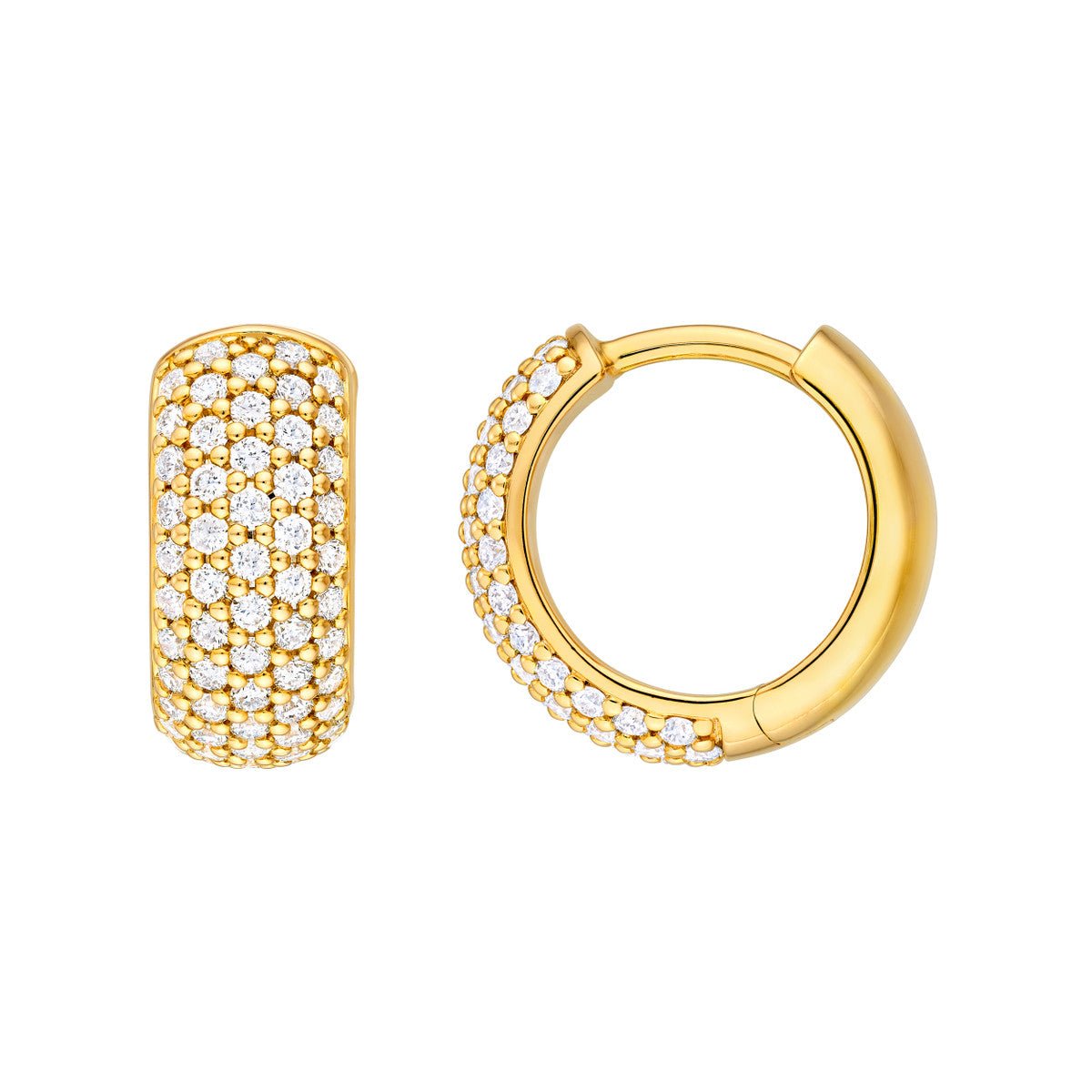 14K Gold 5 Row Diamond Pave Huggies (1/2tcw) Birmingham Jewelry Earrings Birmingham Jewelry 