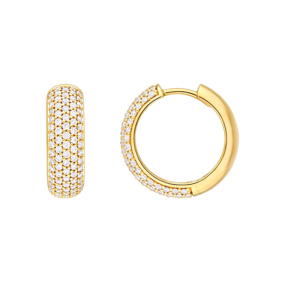 14K Gold 5 Row Diamond Pave Huggies (7/8tcw) Birmingham Jewelry Earrings Birmingham Jewelry 