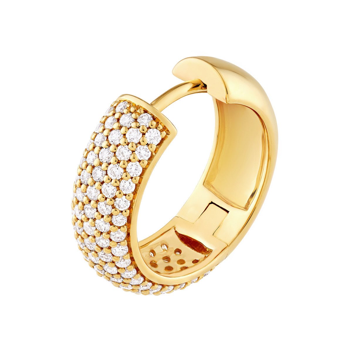 14K Gold 5 Row Diamond Pave Huggies (7/8tcw) Birmingham Jewelry Earrings Birmingham Jewelry 