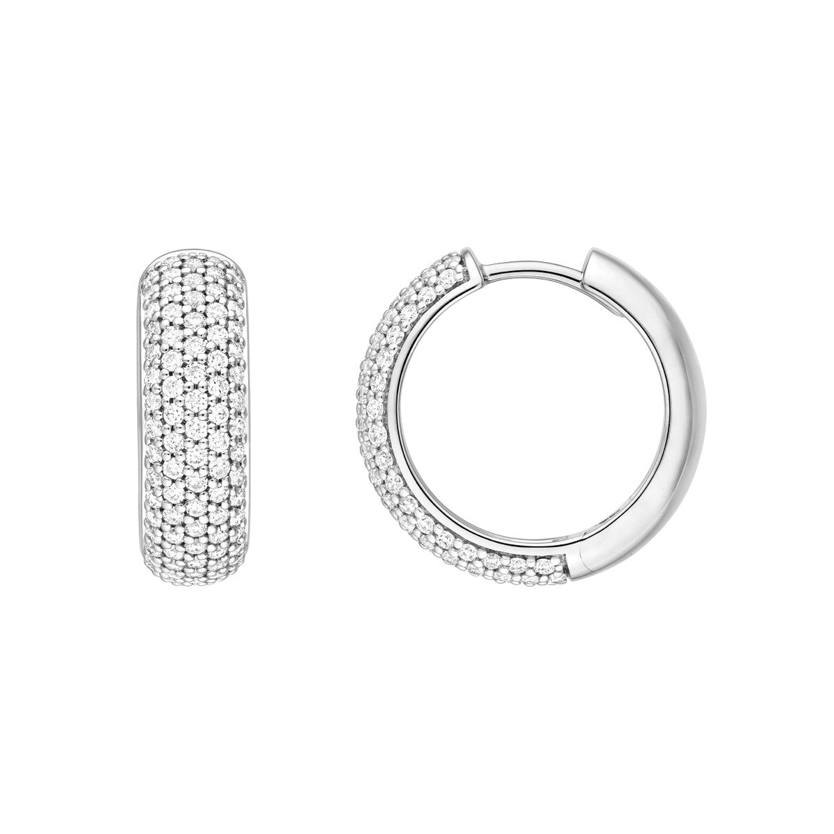 14K Gold 5 Row Diamond Pave Huggies (7/8tcw) Birmingham Jewelry Earrings Birmingham Jewelry 