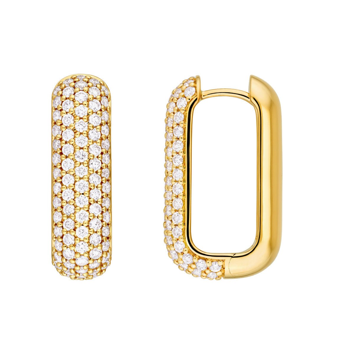 Birmingham Jewelry - 14K Gold 5 Row Pave Diamond Paper Clip Earrings (1 - 1/2tcw) - Birmingham Jewelry