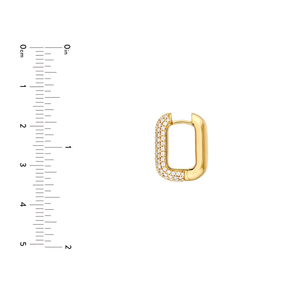 14K Gold 5 Row Pave Diamond Paper Clip Huggies (1-1/3tcw) Birmingham Jewelry Earrings Birmingham Jewelry 