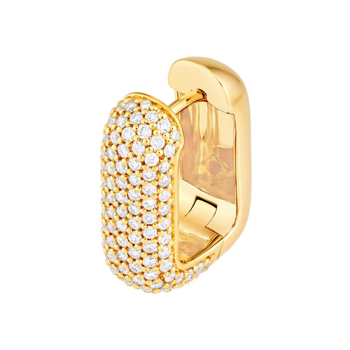 14K Gold 5 Row Pave Diamond Paper Clip Huggies (1-1/3tcw) Birmingham Jewelry Earrings Birmingham Jewelry 
