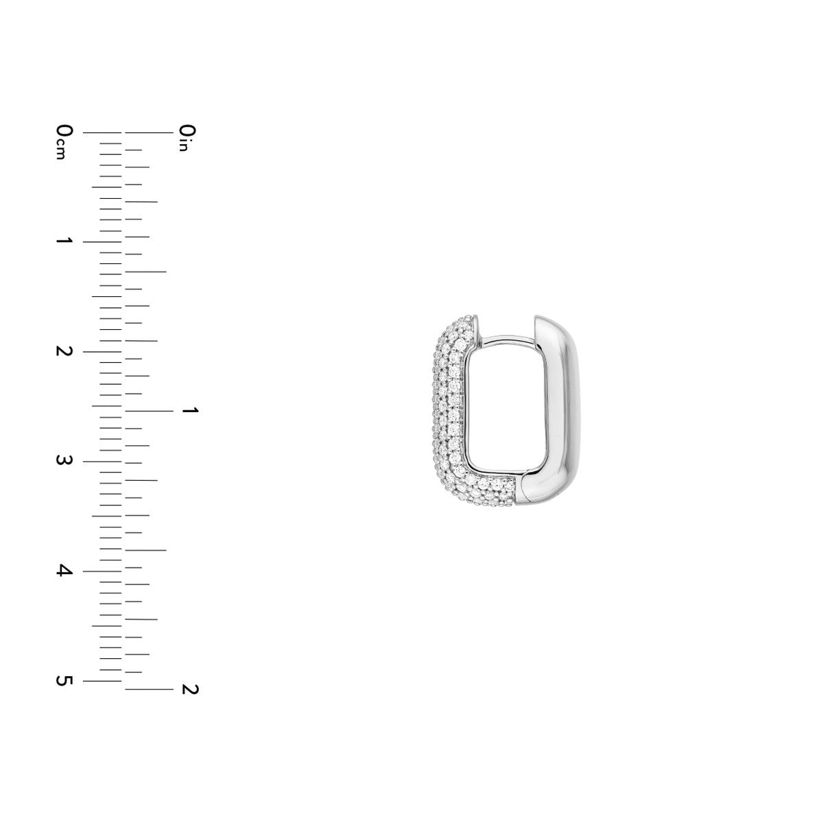 14K Gold 5 Row Pave Diamond Paper Clip Huggies (1-1/3tcw) Birmingham Jewelry Earrings Birmingham Jewelry 