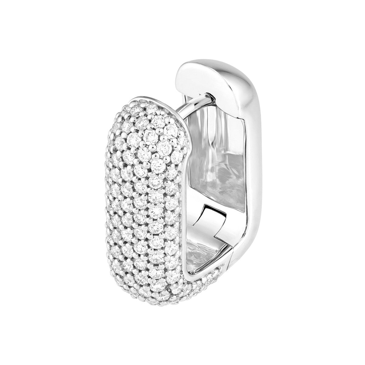 14K Gold 5 Row Pave Diamond Paper Clip Huggies (1-1/3tcw) Birmingham Jewelry Earrings Birmingham Jewelry 