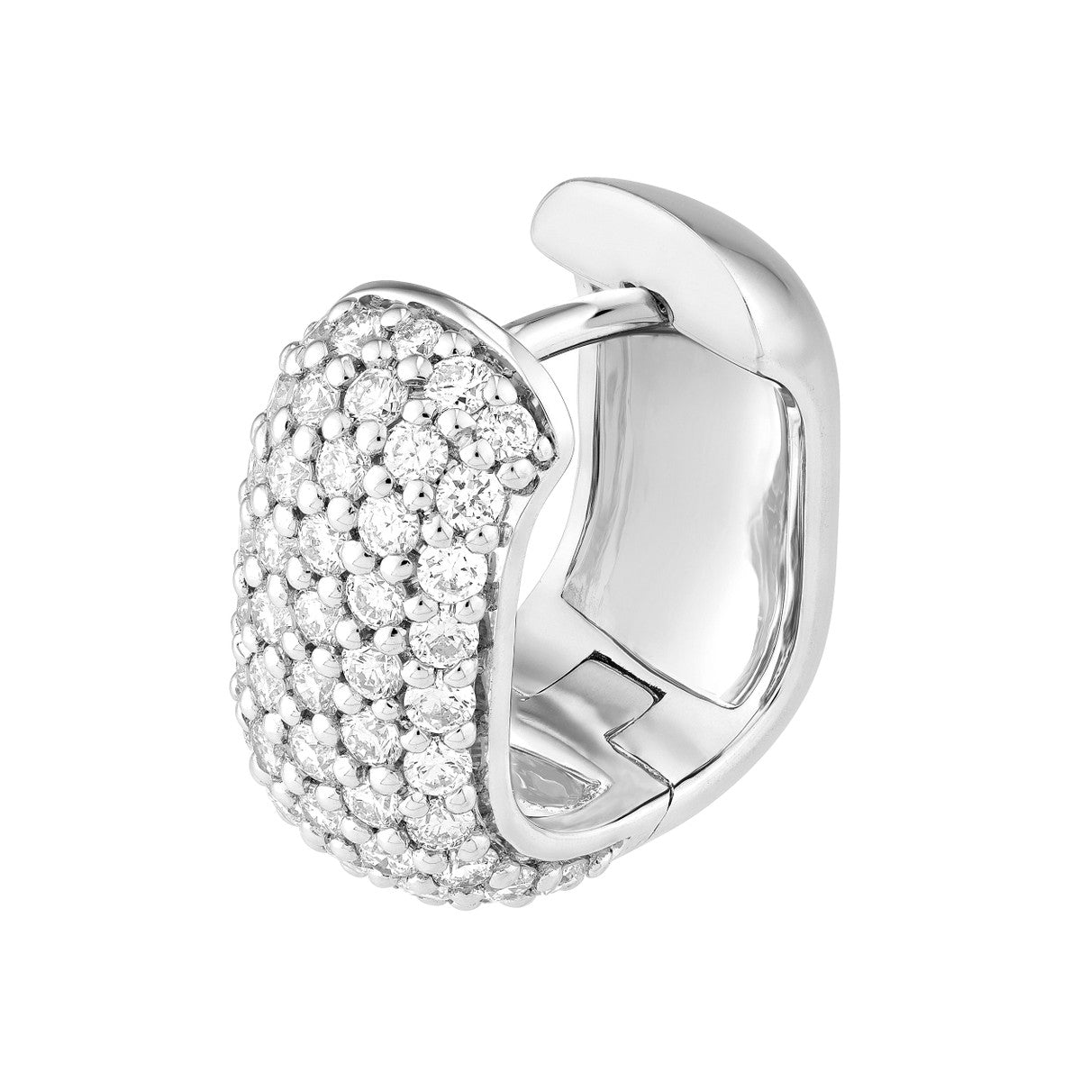 14K Gold 5 Row Pave Diamond Paper Clip Huggies (7/8tcw) Birmingham Jewelry Earrings Birmingham Jewelry 
