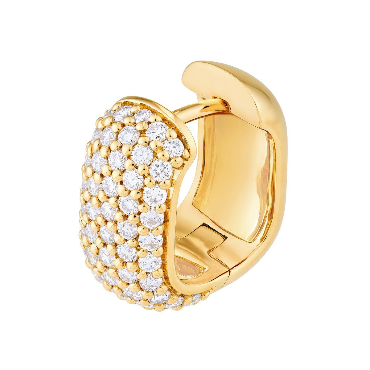 14K Gold 5 Row Pave Diamond Paper Clip Huggies (7/8tcw) Birmingham Jewelry Earrings Birmingham Jewelry 
