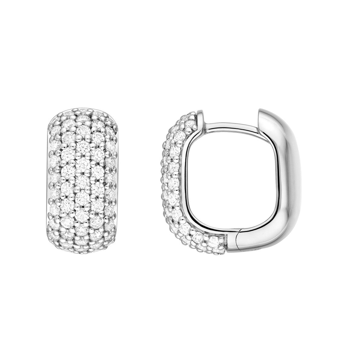 14K Gold 5 Row Pave Diamond Paper Clip Huggies (7/8tcw) Birmingham Jewelry Earrings Birmingham Jewelry 