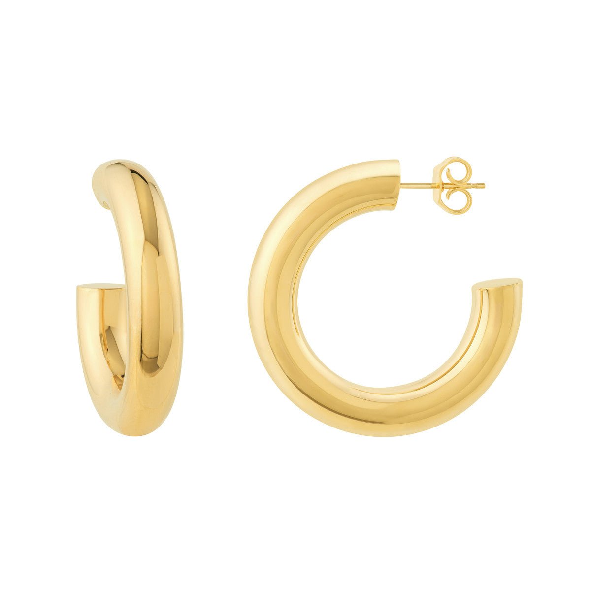 14K Gold 6.00mm x 30.00mm Polished Open Hoop Earrings Birmingham Jewelry Earrings Birmingham Jewelry 