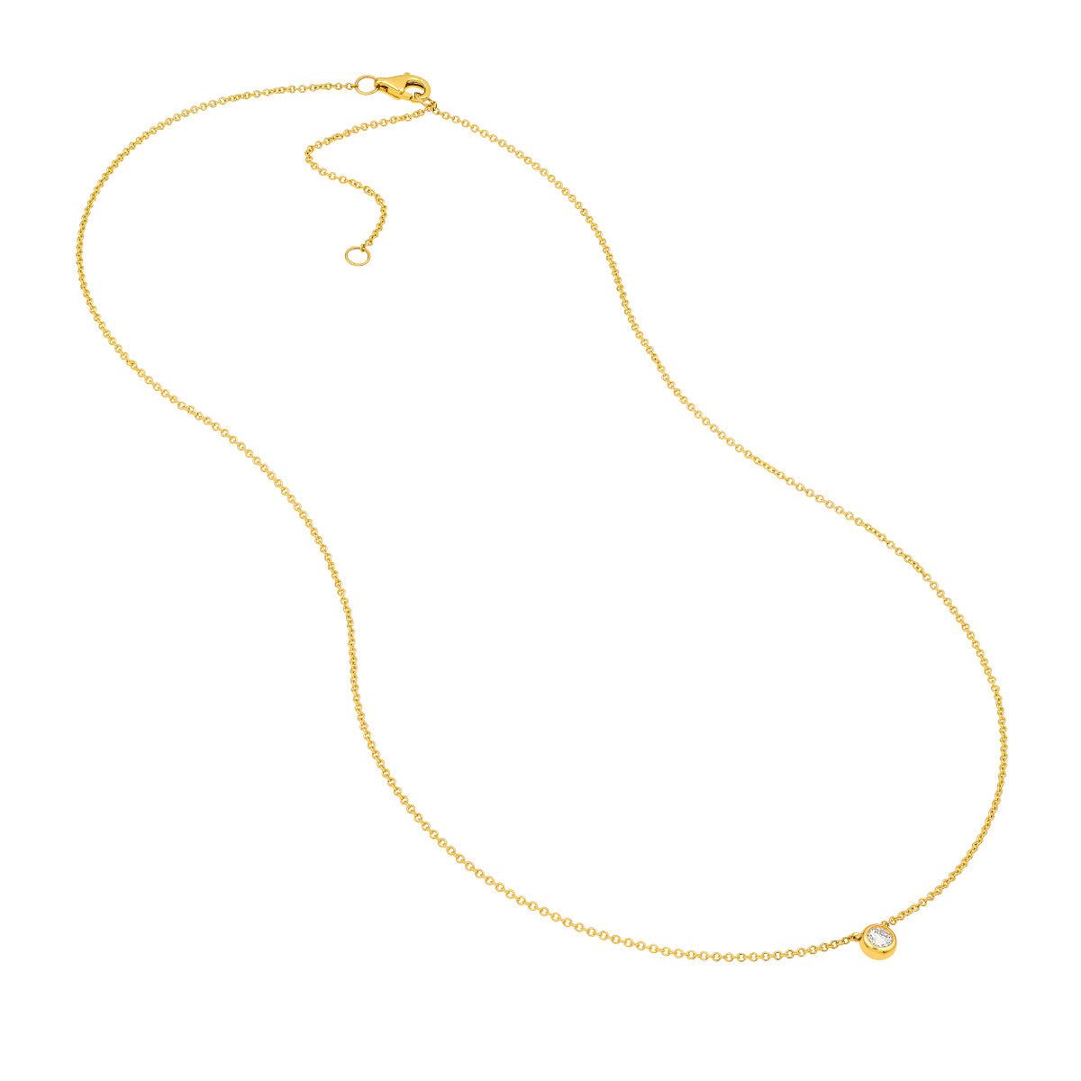 Birmingham Jewelry - 14K Gold Bezel Set Round Diamond Necklace (1/10tcw) - Birmingham Jewelry