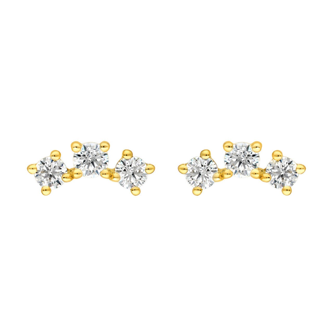 Birmingham Jewelry - 14K Gold Diamond Trio Stud Earrings - Birmingham Jewelry