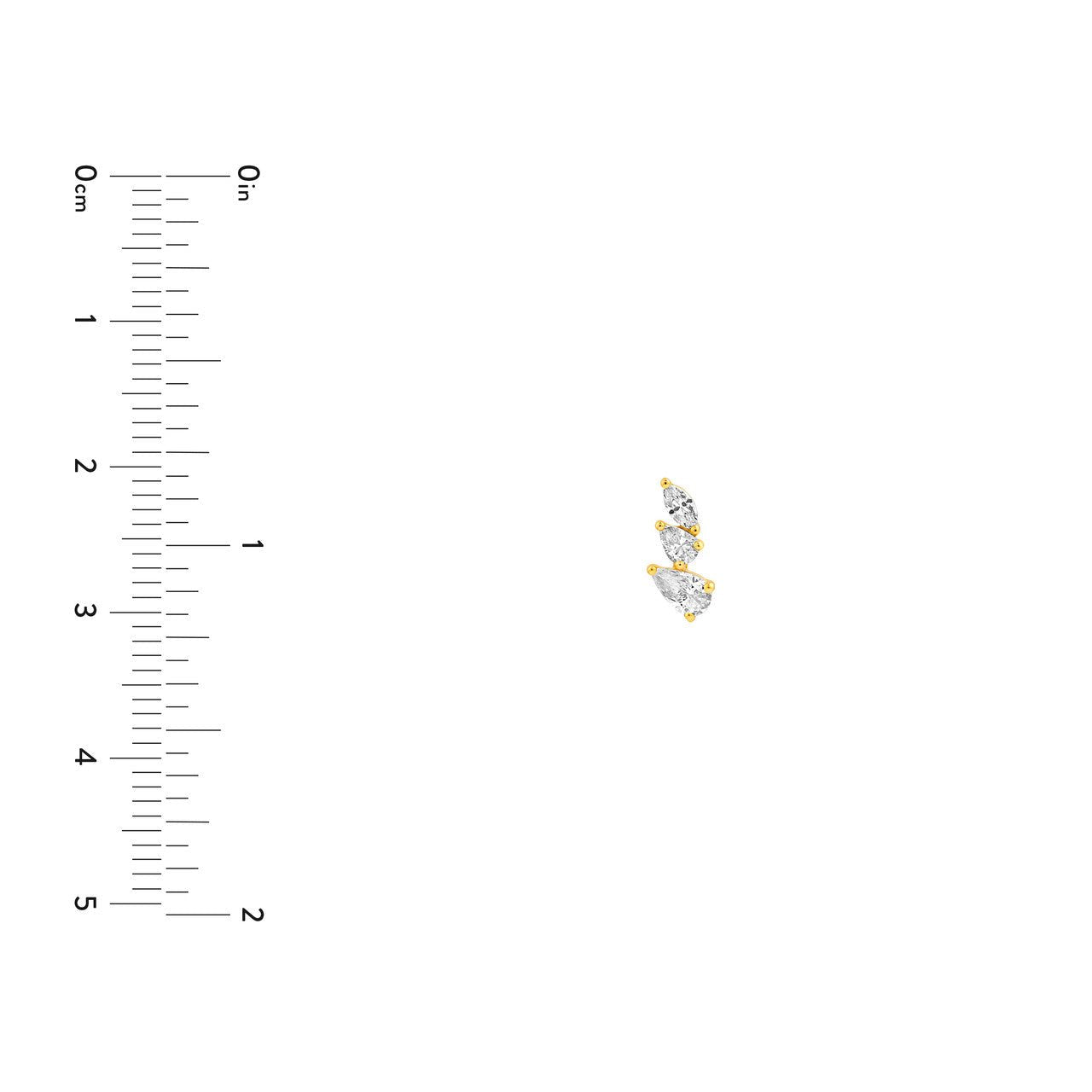 Birmingham Jewelry - 14K Gold Pear Marquise and Round Diamond Stud Earrings - Birmingham Jewelry