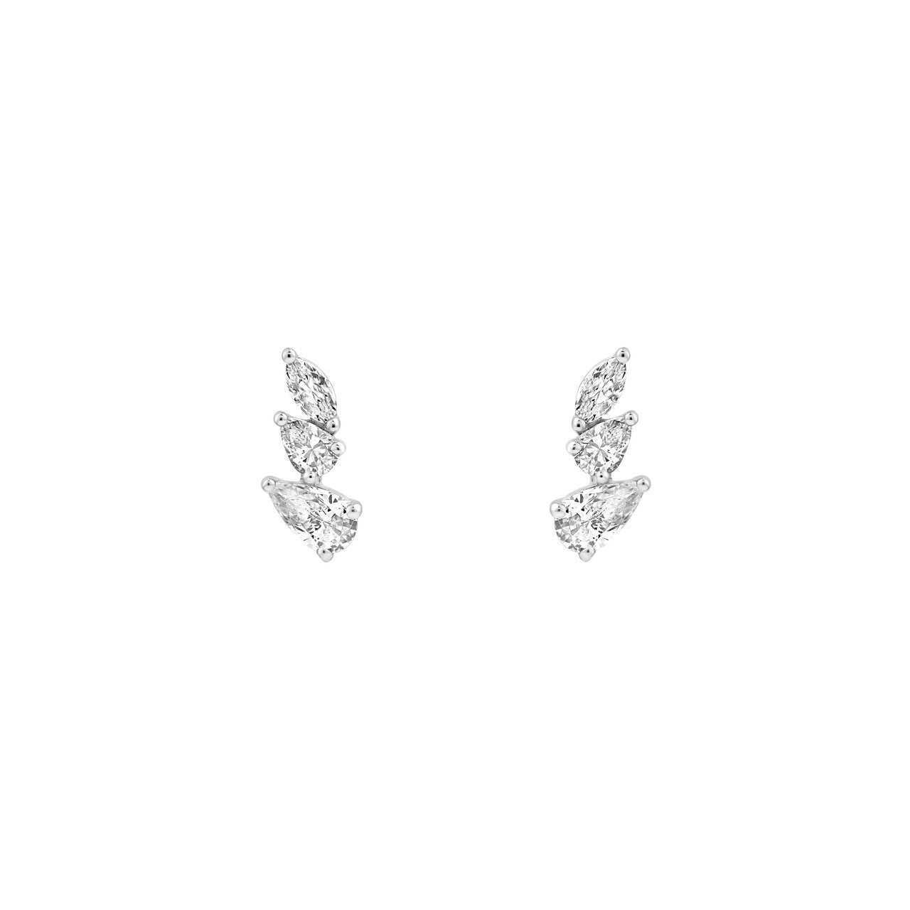 Birmingham Jewelry - 14K Gold Pear Marquise and Round Diamond Stud Earrings - Birmingham Jewelry