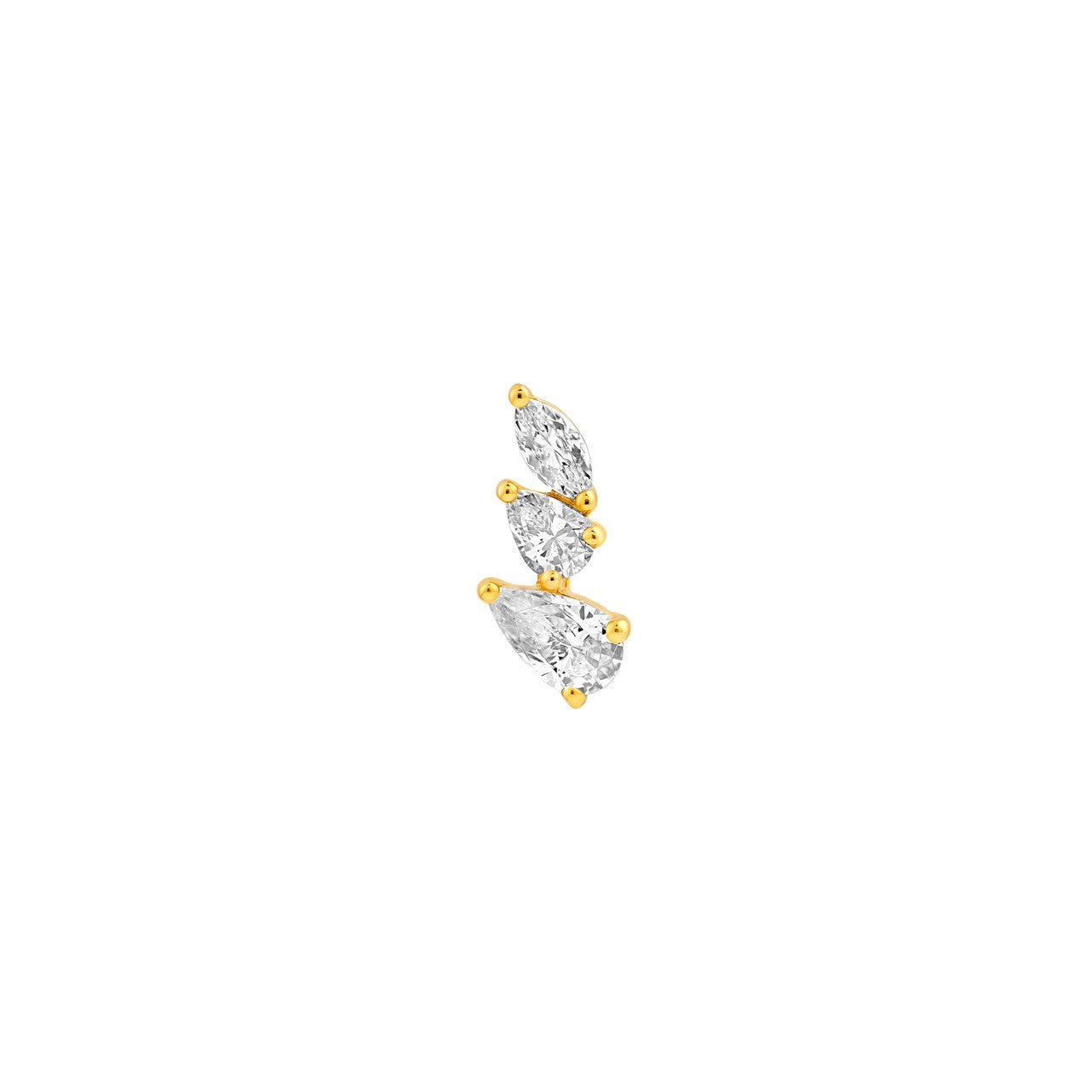 Birmingham Jewelry - 14K Gold Pear Marquise and Round Diamond Stud Earrings - Birmingham Jewelry