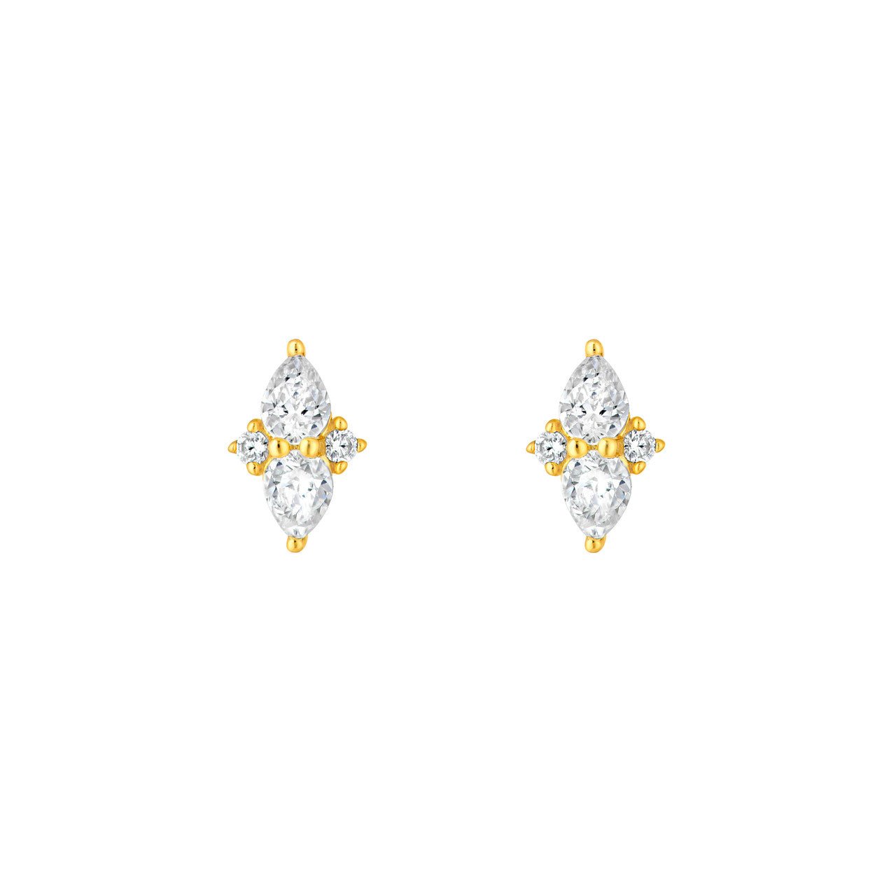 Birmingham Jewelry - 14K Gold Pear & Round Diamond Earrings - Birmingham Jewelry