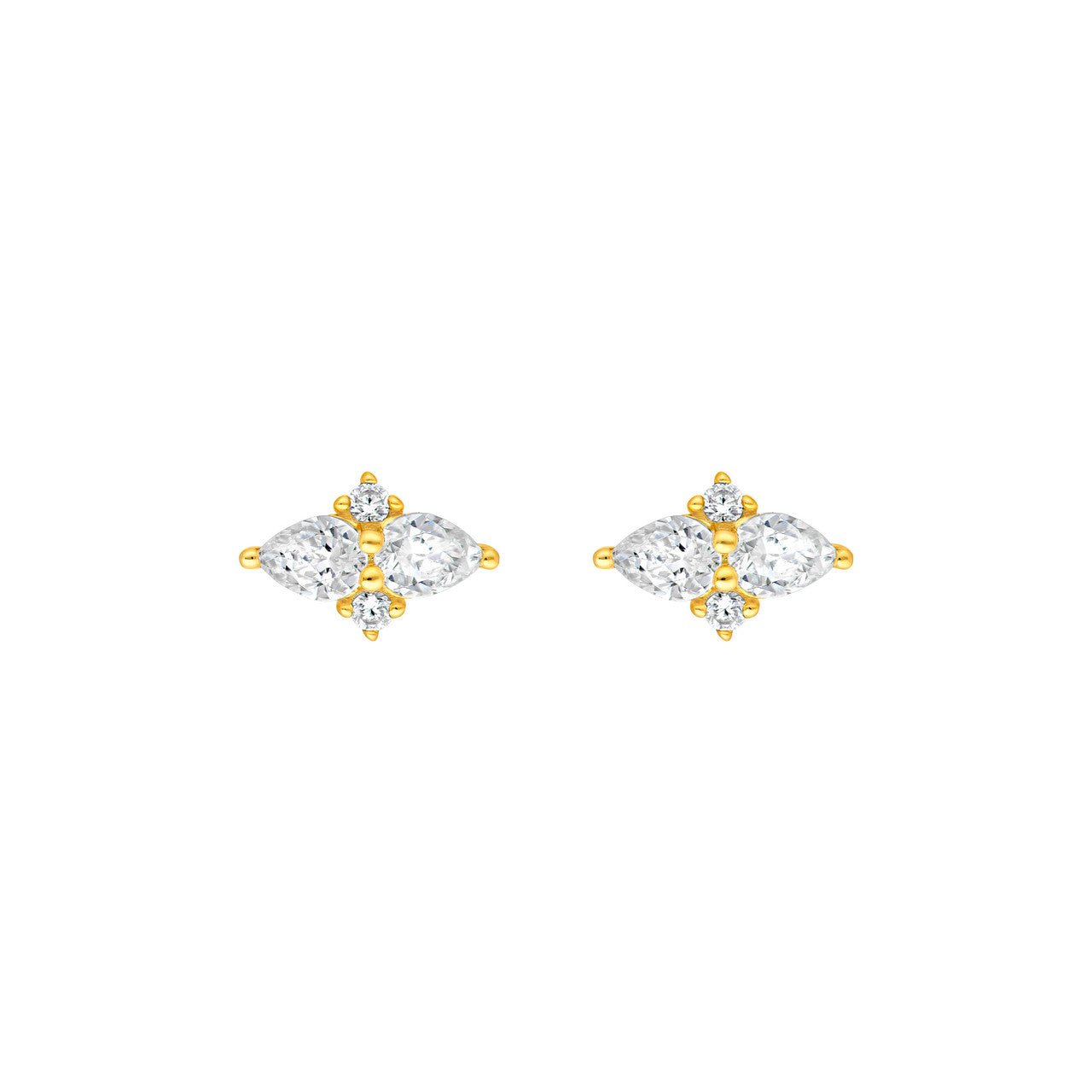 Birmingham Jewelry - 14K Gold Pear & Round Diamond Earrings - Birmingham Jewelry