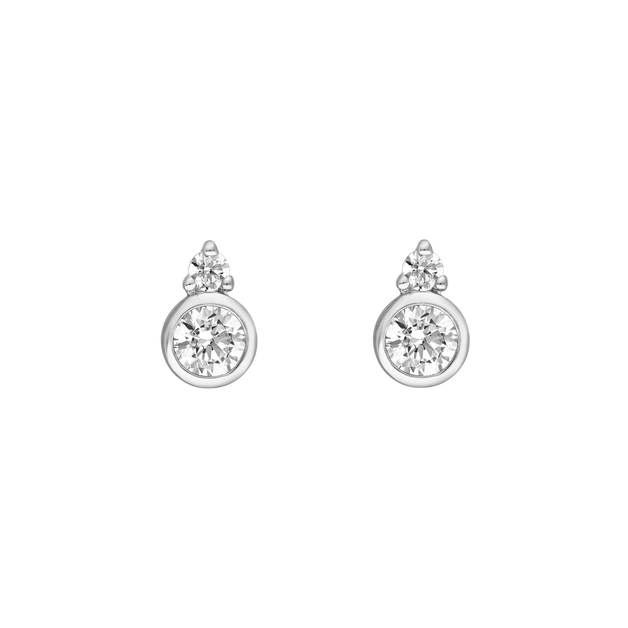 Birmingham Jewelry - 14K Gold Round Bezel Diamond Earrings - Birmingham Jewelry
