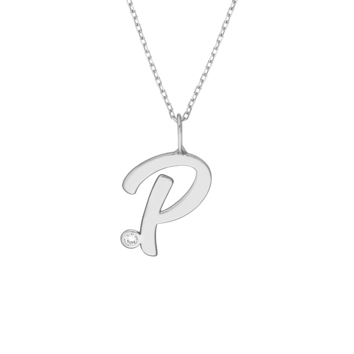Birmingham Jewelry - 14K Gold Script Initial with Diamond Bezel Necklace - Birmingham Jewelry