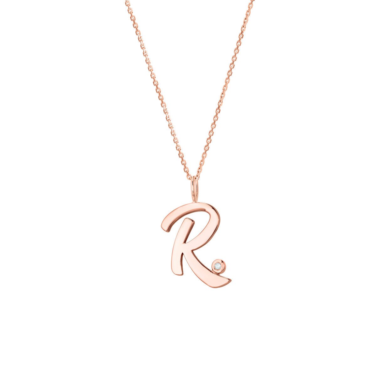 Birmingham Jewelry - 14K Gold Script Initial with Diamond Bezel Necklace - Birmingham Jewelry