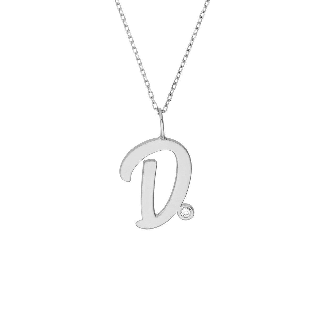 Birmingham Jewelry - 14K Gold Script Initial with Diamond Bezel Necklace - Birmingham Jewelry