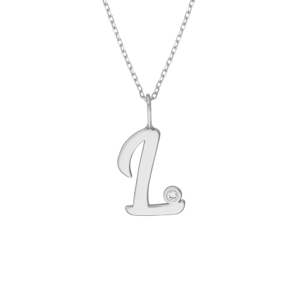 Birmingham Jewelry - 14K Gold Script Initial with Diamond Bezel Necklace - Birmingham Jewelry